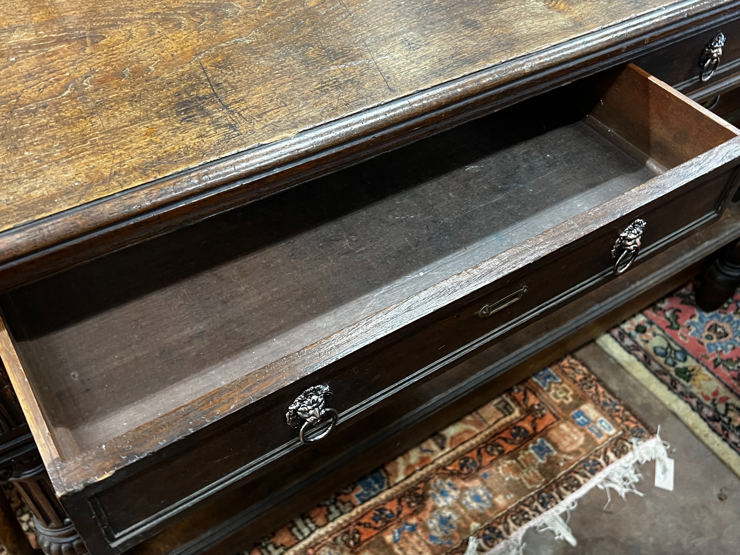 A 19th century French oak and pine commode, length 154cm, depth 66cm, height 97cm